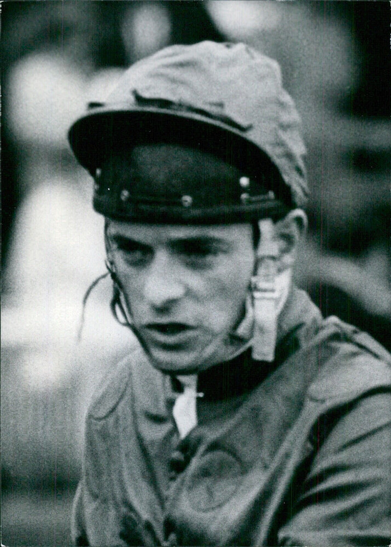 British Jockey D. Morris at Interstater Service (IML) Torrat in Stockholm, Sweden - Vintage Photograph