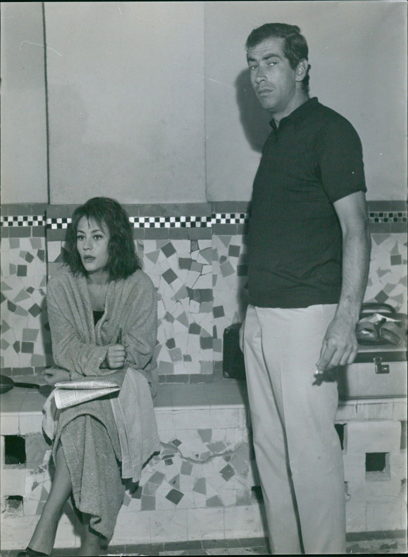 Roger Vadim and Annie Girardot taking a break - Vintage Photograph