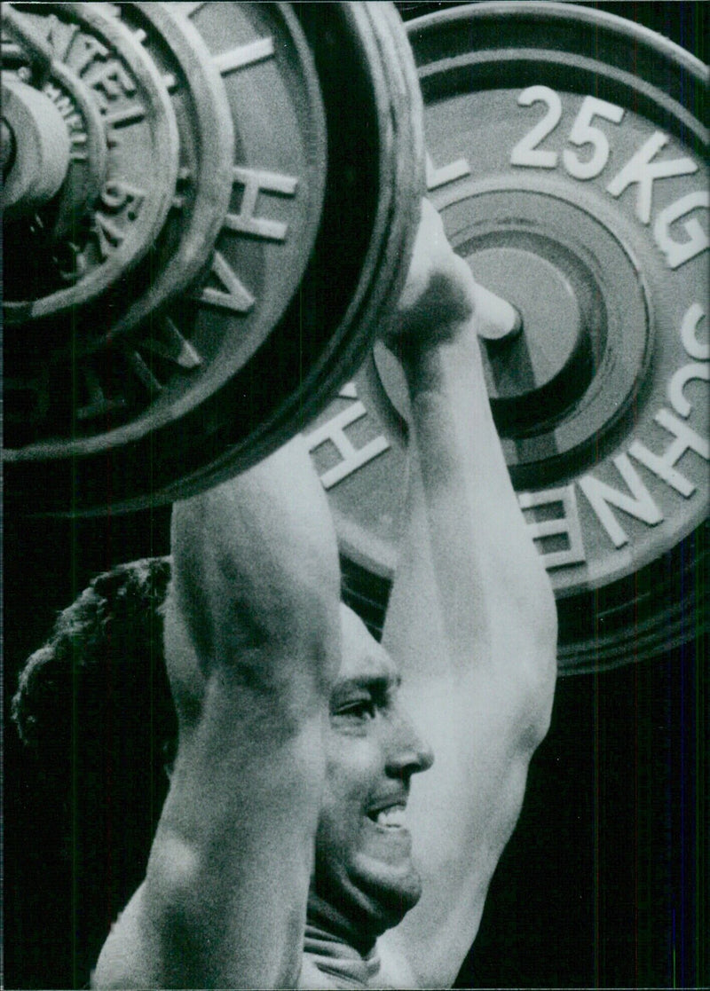 West German weightlifter Rolf Mileer in action - Vintage Photograph