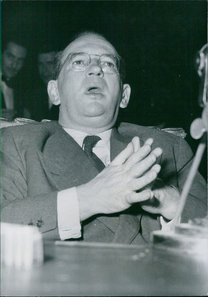 Mr. Edgar Faure comments on the new decrees - Vintage Photograph