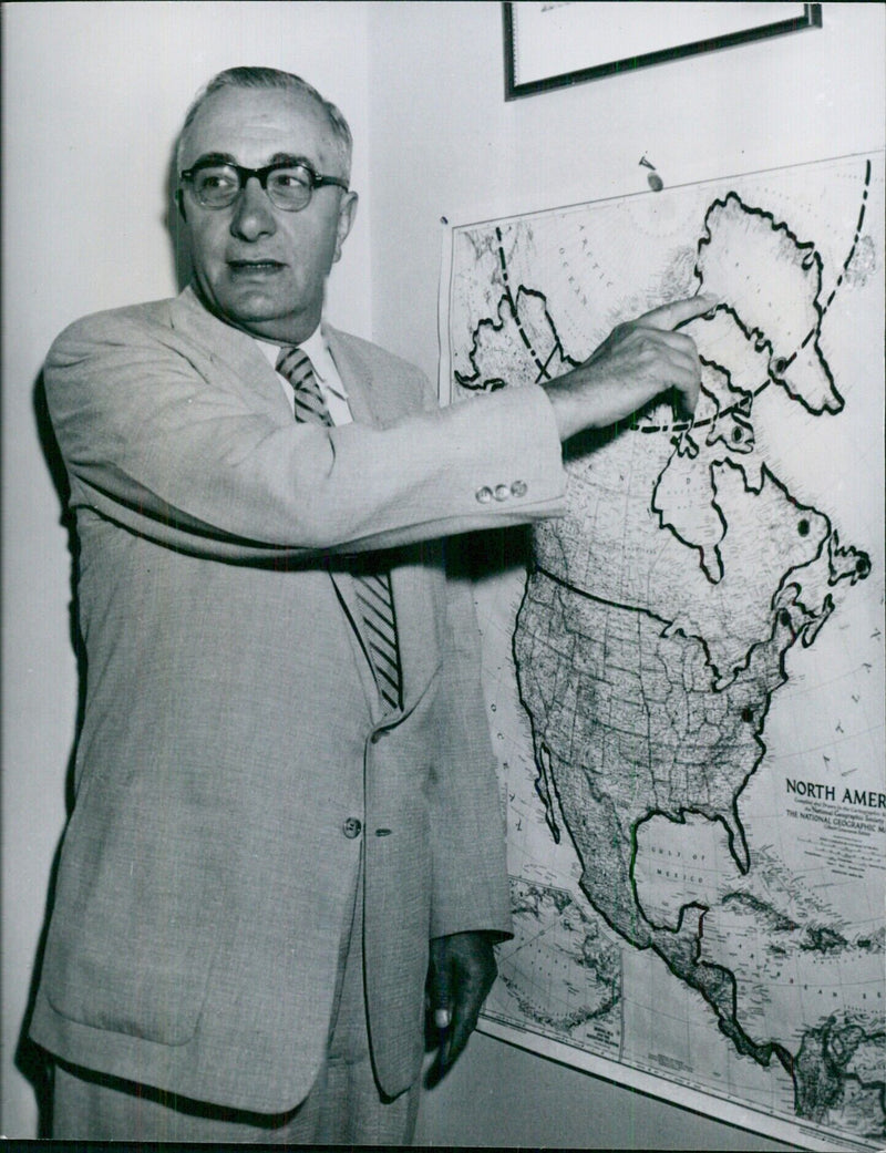 American Politician Harold C. Ostertag at a News Conference - Vintage Photograph