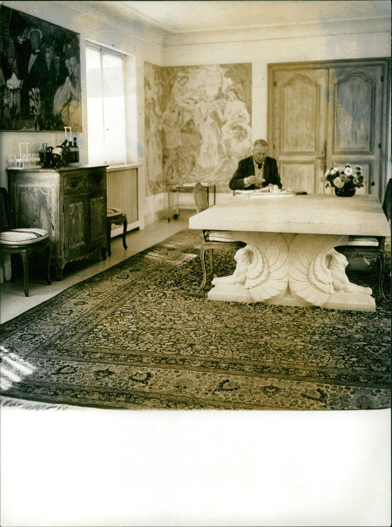 Maurice Chevalier having breakfast - Vintage Photograph