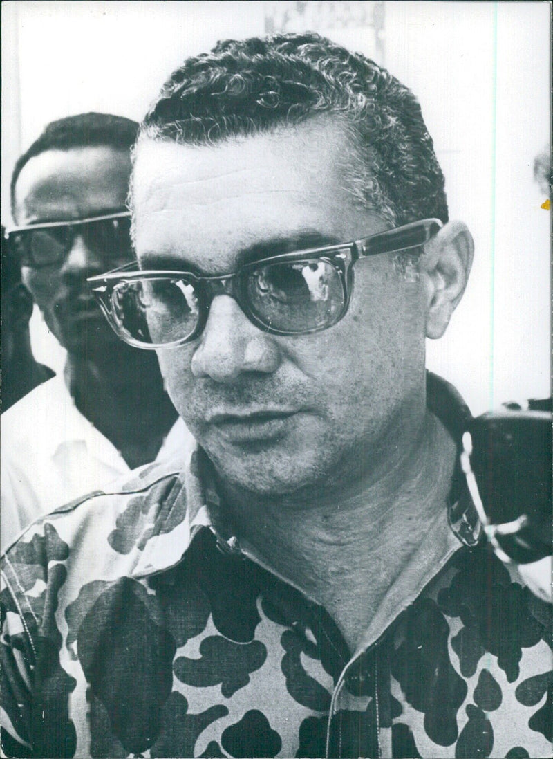 Colonel Manuel Ramon Montes Ucioase, Minister of Defence in Colonel Caamano's "rebel" Government of the Dominican Republic during the civil war in Santo Domingo. - Vintage Photograph