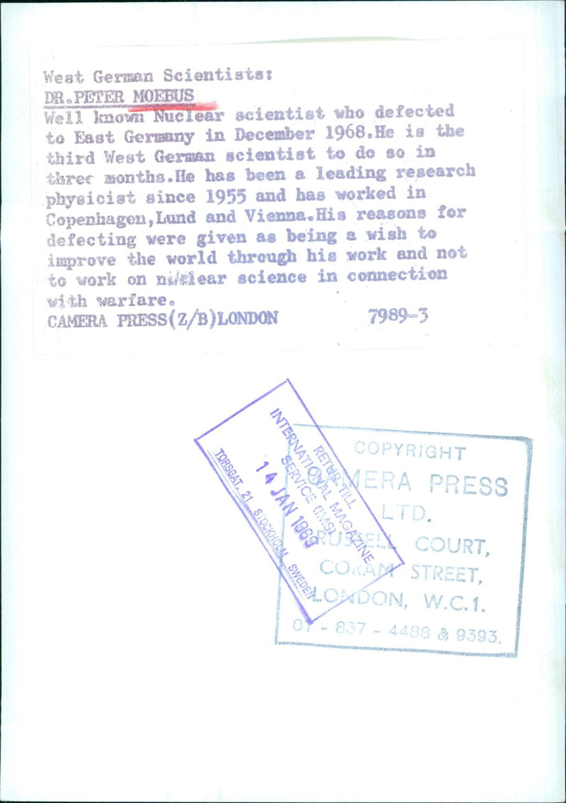 West German Scientist Defects to East Germany - Vintage Photograph