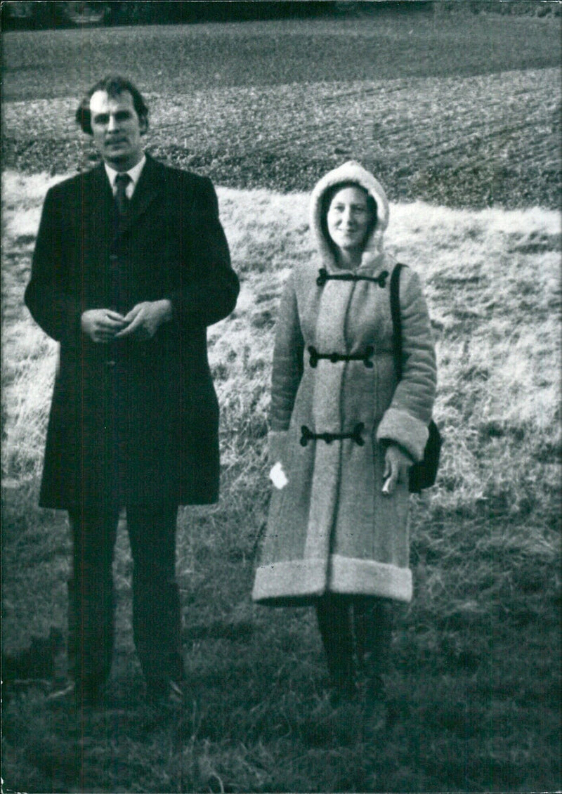 Mr. & Mrs. David O'Connell, Irish Republican leaders, photographed in the Irish countryside. - Vintage Photograph