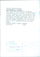 ALEKSANDR P. LYASHKO, Chairman of the Council of Ministers (Prime Minister) of Ukraine - Vintage Photograph