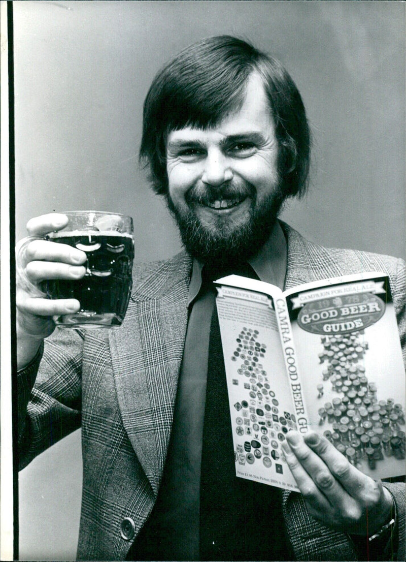 James Lynch, National Chairman of CAMRA, with the Good Beer Guide - Vintage Photograph