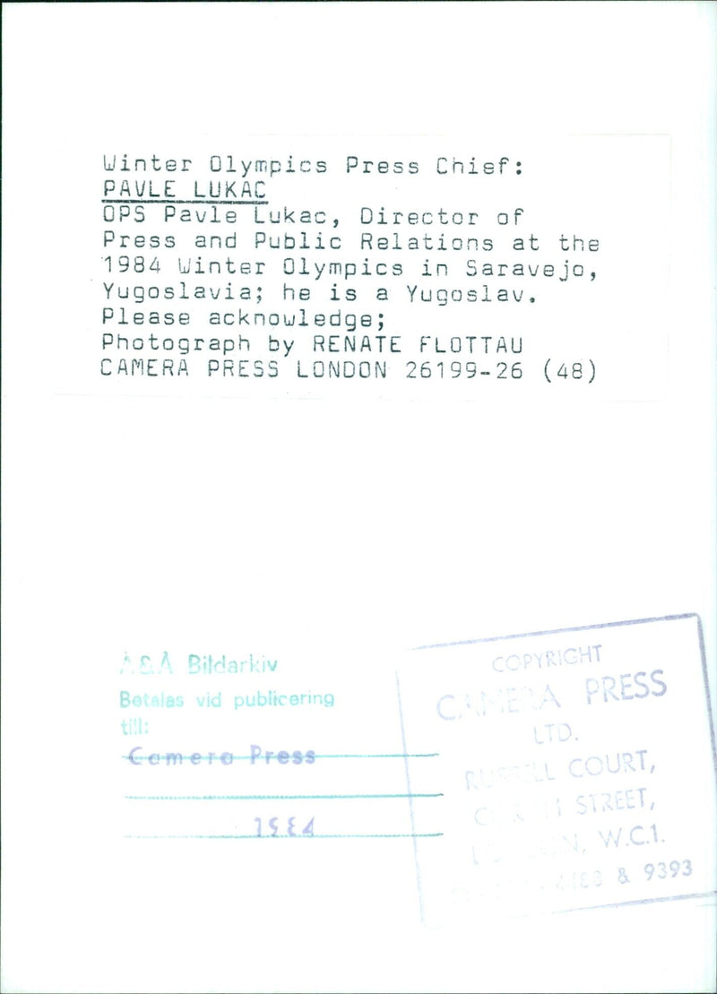 Winter Olympics Press Chief - Vintage Photograph