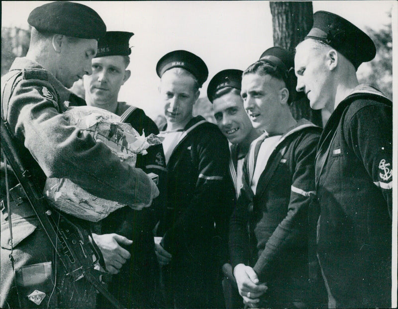 German Civilians Barter with Allied Troops - Vintage Photograph