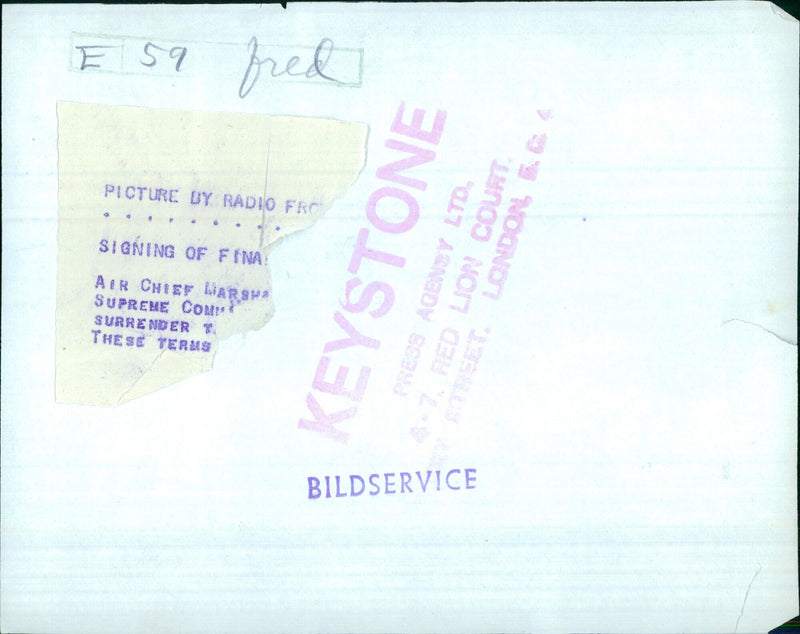 Signing of FINA: Air Chief Marshal's Surrender - Vintage Photograph