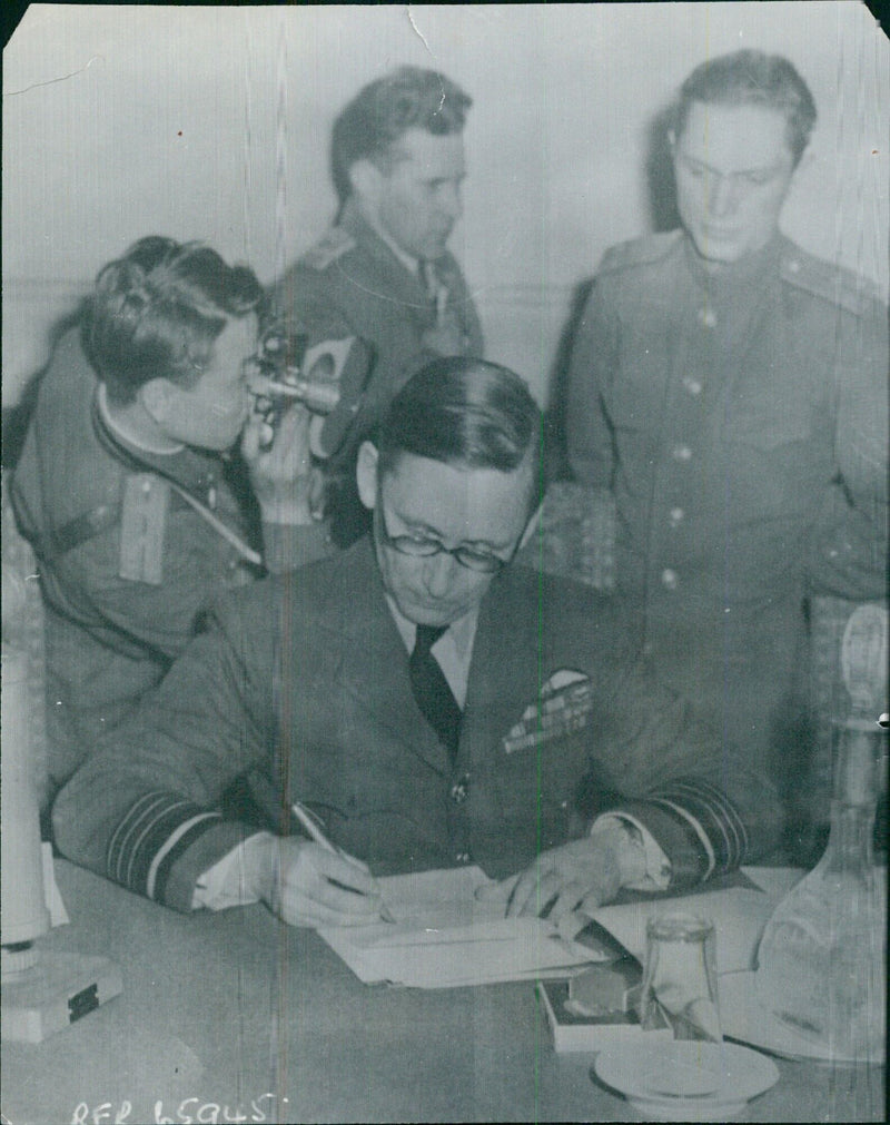 Signing of FINA: Air Chief Marshal's Surrender - Vintage Photograph