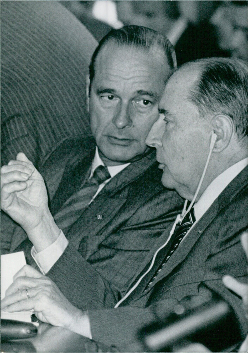 French Politicians President Mitterrand & Prime Minister Chirac - Vintage Photograph