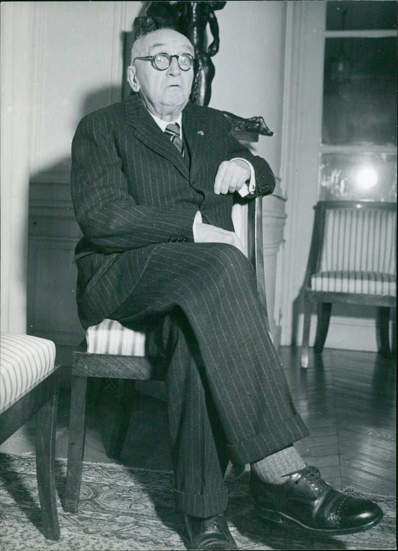 Paul Claudel at his Paris home. - Vintage Photograph