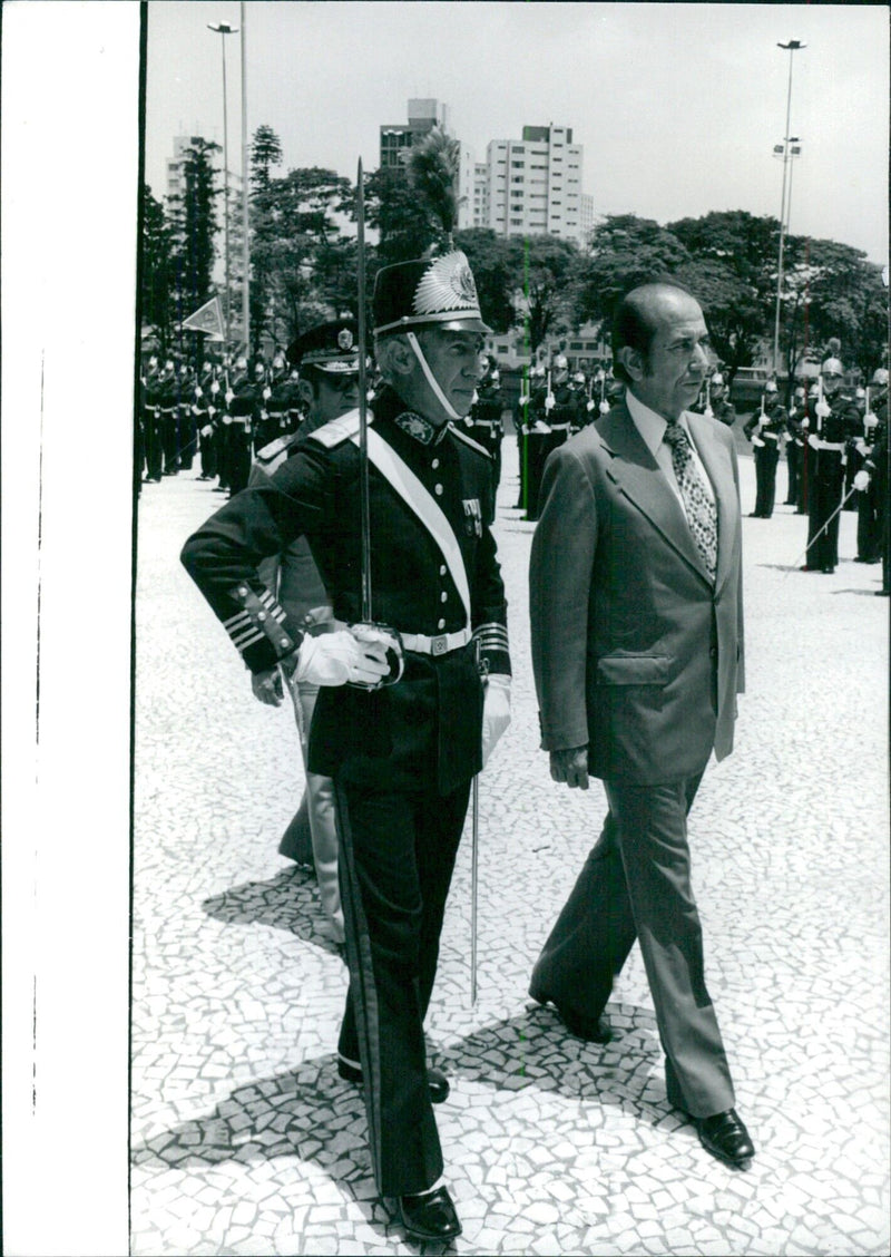 President Carlos Andres Perez inspecting a guard of honour - Vintage Photograph