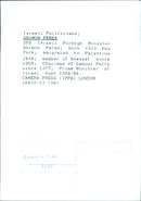 Israeli Politicians; SHIMON PERES OPS - Vintage Photograph