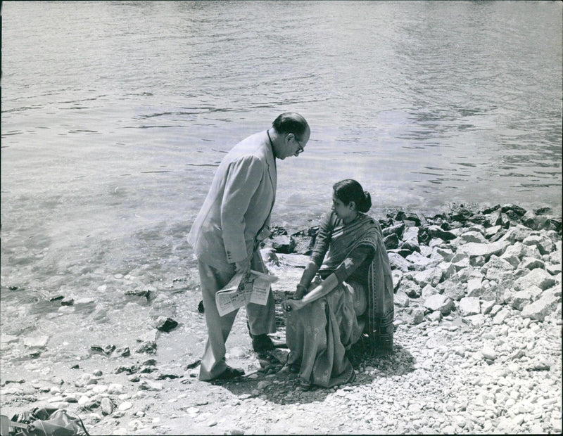 Roberto Rossellini and Sona Li Das Gupta at the Cannes Film Festival - Vintage Photograph