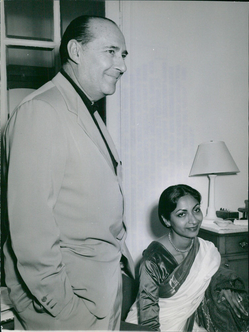 Sonali Das Gupta and Roberto Rossellini at the 12th International Film Festival in Cannes - Vintage Photograph