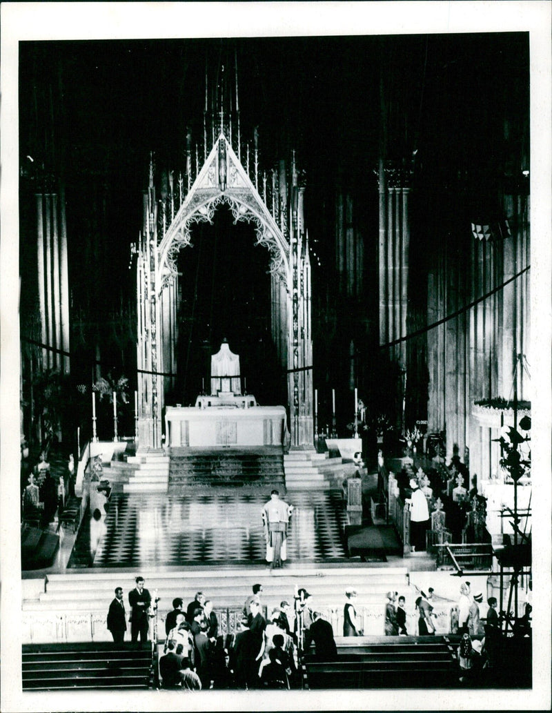 Honor Guard & casket at St Patuchs Cathedral - Vintage Photograph