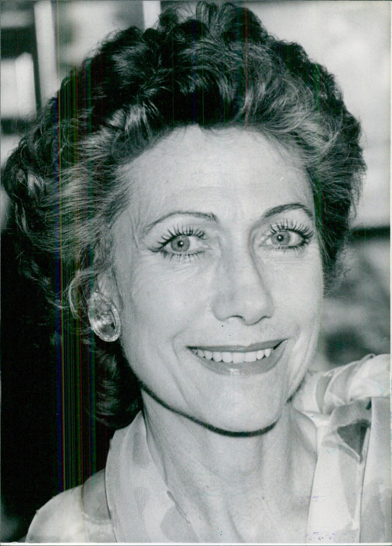 Helene Rochas, the owner of the famous French perfume company Rochas, launching her new perfume "Lumière" in Munich in June 1984. - Vintage Photograph