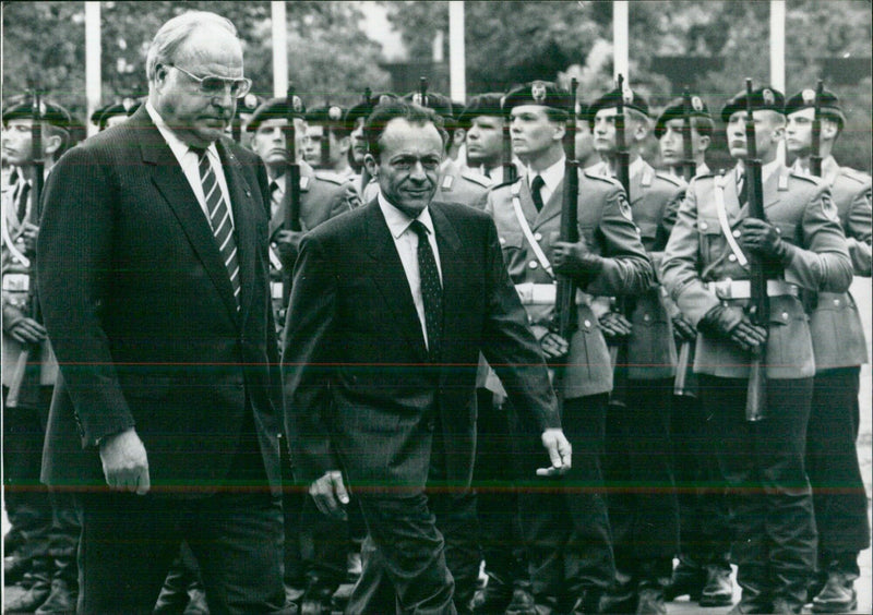 European Politicians Michel Rocard and Helmut Kohl - Vintage Photograph