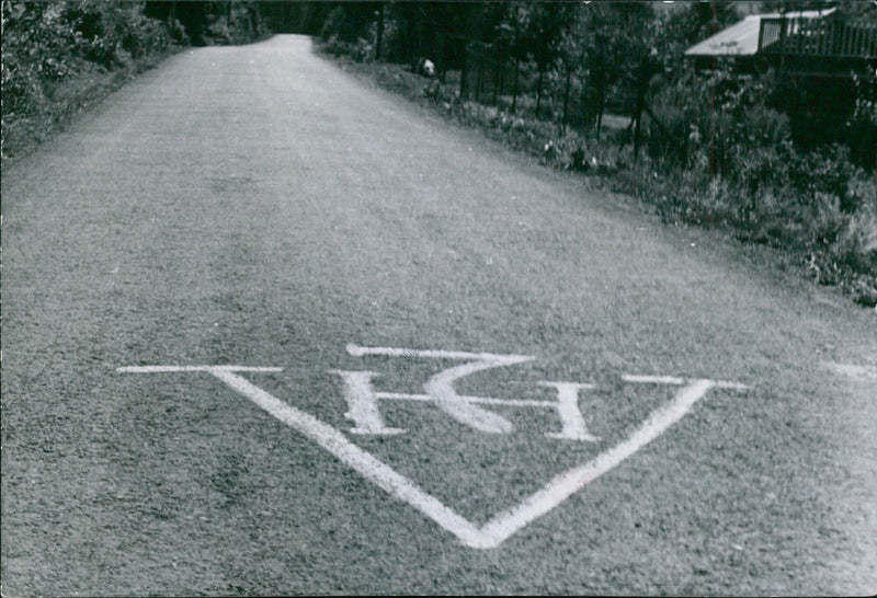 King Haakon's monogram on a road in Norway - Vintage Photograph