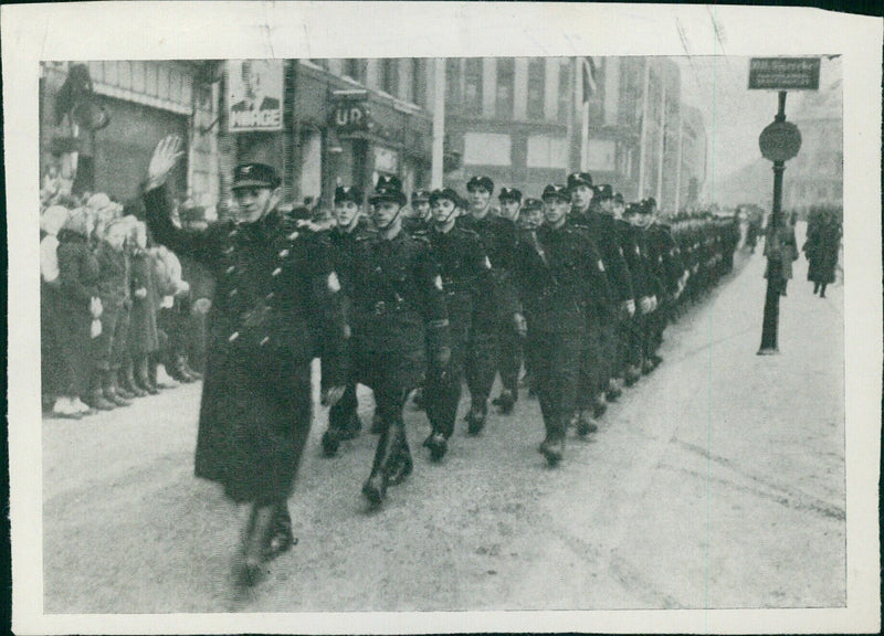 Honor guards marching outside Akershus Fortress - Vintage Photograph