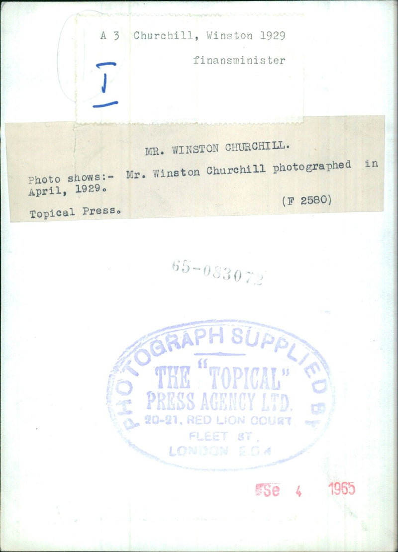 Mr. Winston Churchill, 1929 - Vintage Photograph