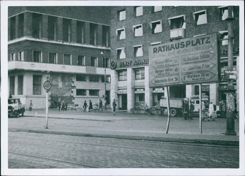 City Hall Square in Oslo, summer 1941 - Vintage Photograph