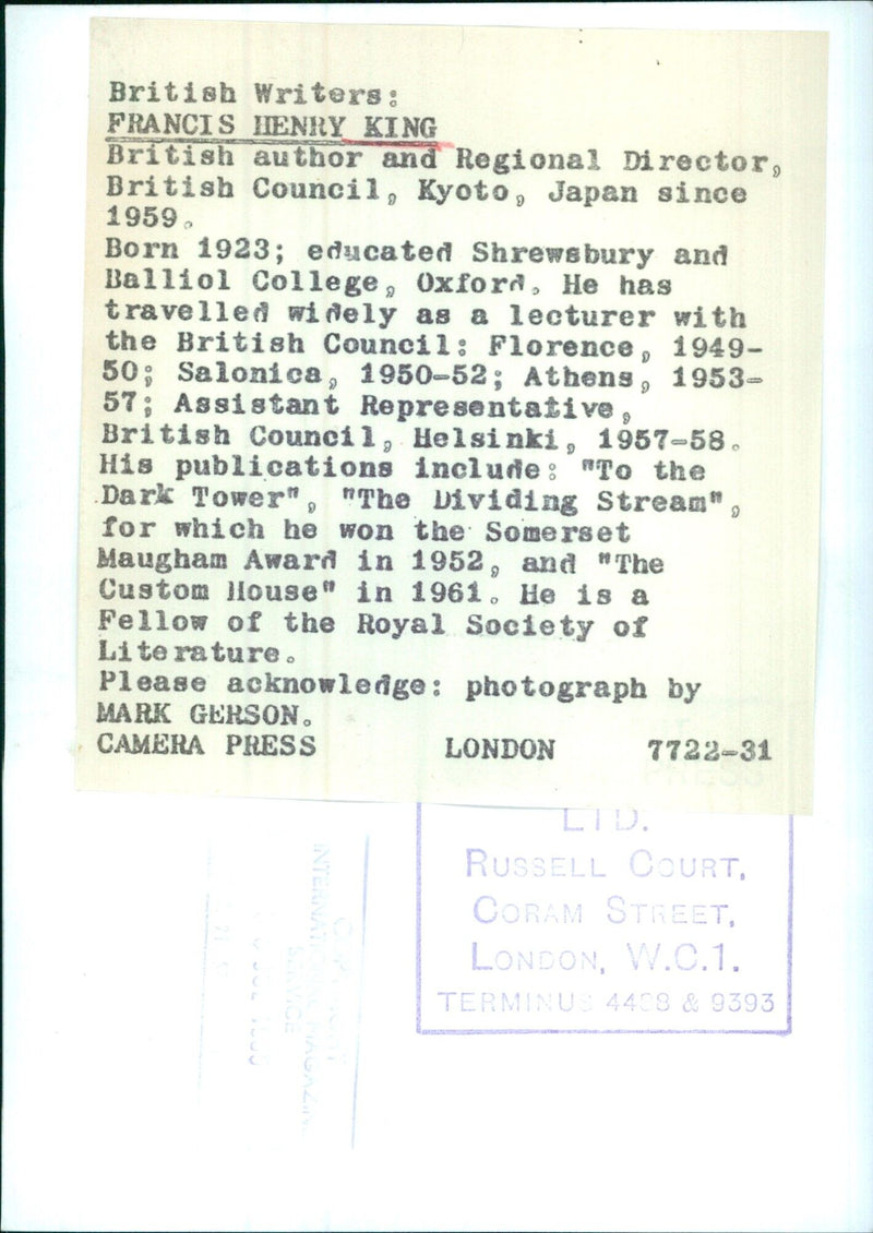 British author and Regional Director, British Council, Kyoto, Japan since 1959 - Vintage Photograph