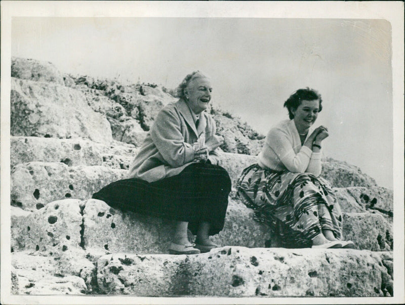 Lady Churchill visits Grecian Theatre in Syracuse - Vintage Photograph