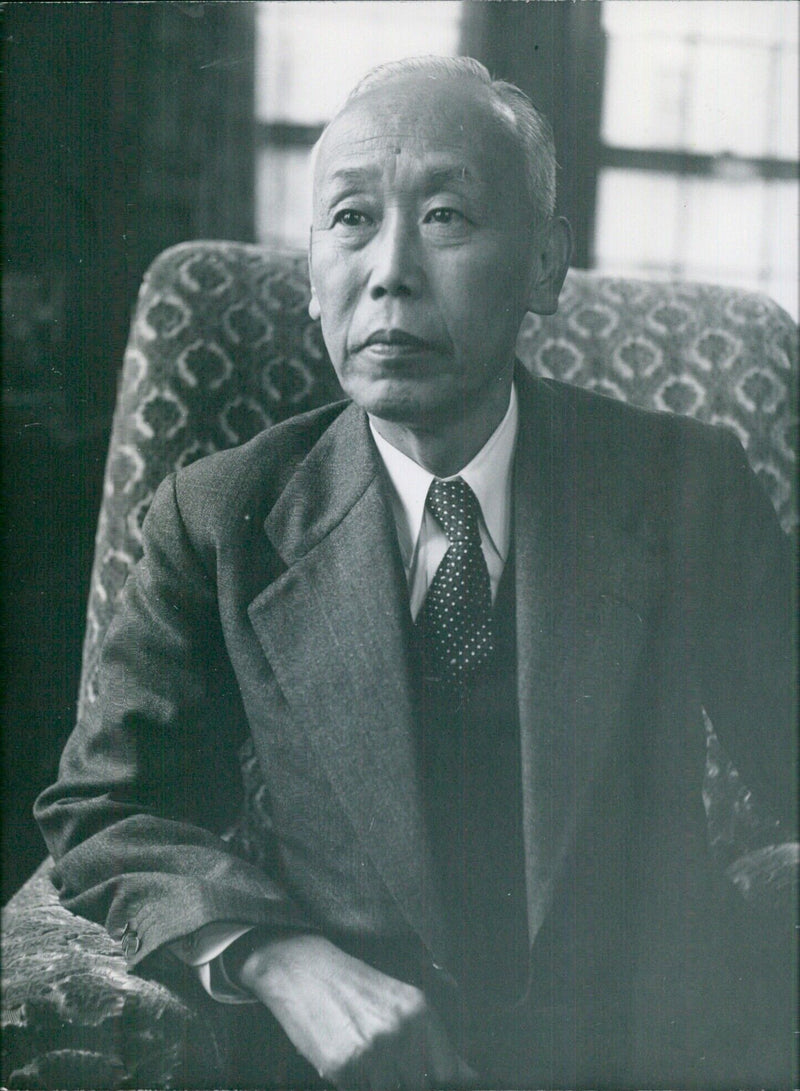 Japanese Politicians TOKUTARO KIMURA, DIRECTOR-GENERAL OF THE NATIONAL SAFETY BOARD, and Minister of State Without Portfolio in Prime Minister Yoshida's second Cabinet. - Vintage Photograph