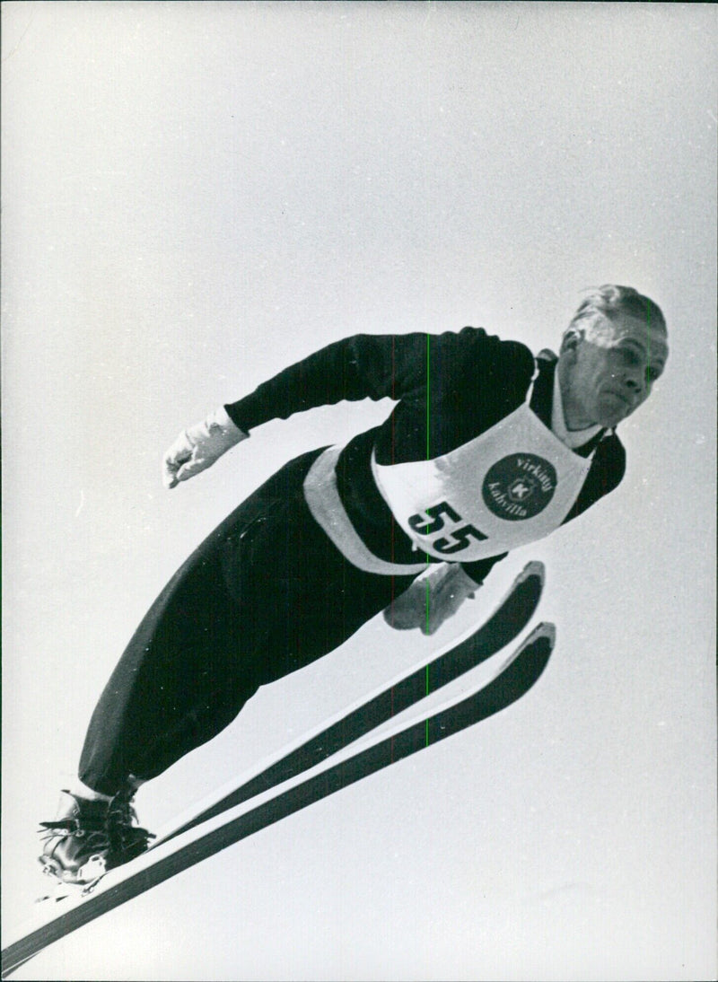 Eino Kirjonen, Finnish ski jumper, preparing for the 1960 Winter Olympic Games - Vintage Photograph