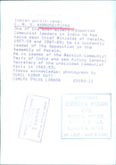 E. M. S. NAMBOODIRIPAD, líder comunista indio y ex Ministro Principal de Kerala. - Vintage Photograph