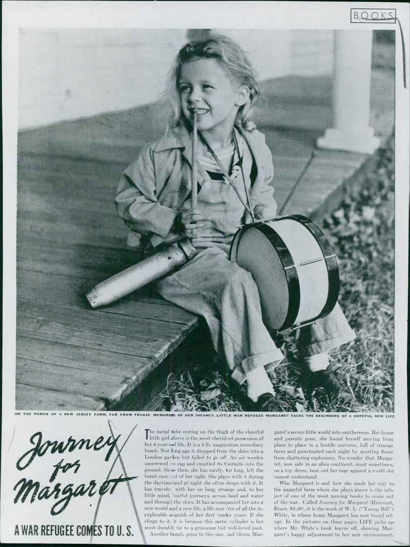 Margaret, a war refugee, on a farm in New Jersey - Vintage Photograph