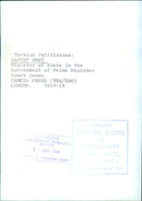 Turkish Politicians: SAFFET OMAY Minister of State in the Government of Prime Minister Ismet Inonu. - Vintage Photograph