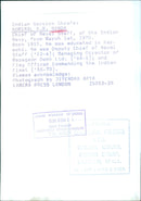 Indian Service Chiefs: ADMIRAL S.M. NANDA Chief of Naval Staff, of the Indian Navy - Vintage Photograph