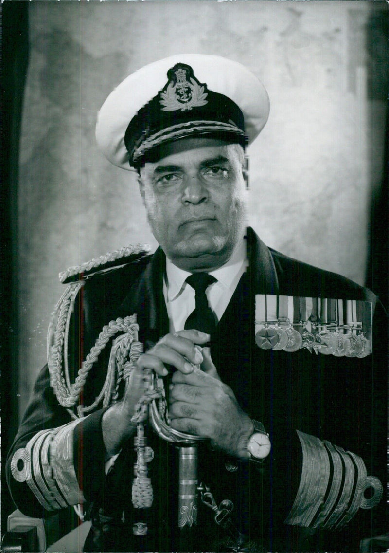 Indian Service Chiefs: ADMIRAL S.M. NANDA Chief of Naval Staff, of the Indian Navy - Vintage Photograph