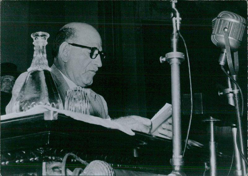 Egypt's Prime Minister Nahas addressing the Egyptian Parliament - Vintage Photograph