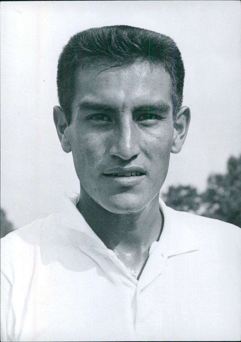 Peruvian tennis player Alex Olmedo, winner of the Men's Singles at Wimbledon in 1959. - Vintage Photograph