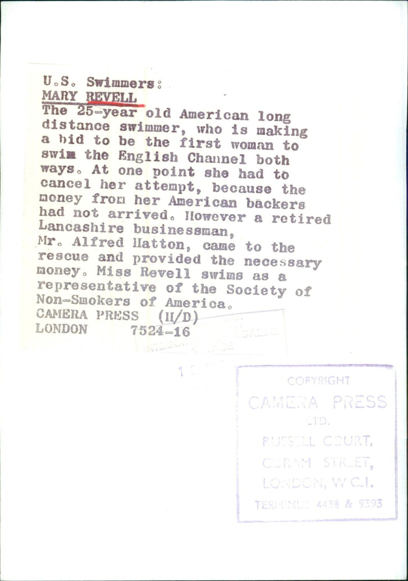 American Swimmer Attempts to Swim English Channel Both Ways - Vintage Photograph