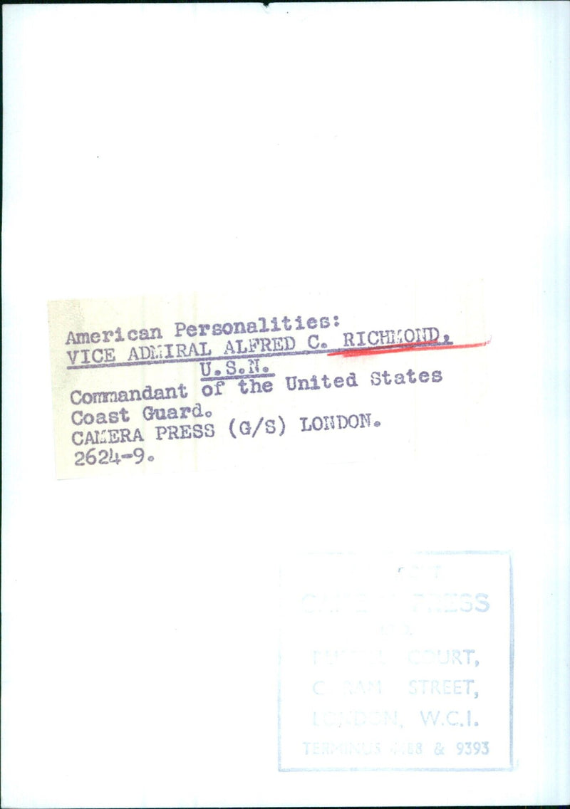 VICE ADMIRAL ALFRED C. RICHMOND, U.S.N. - Vintage Photograph