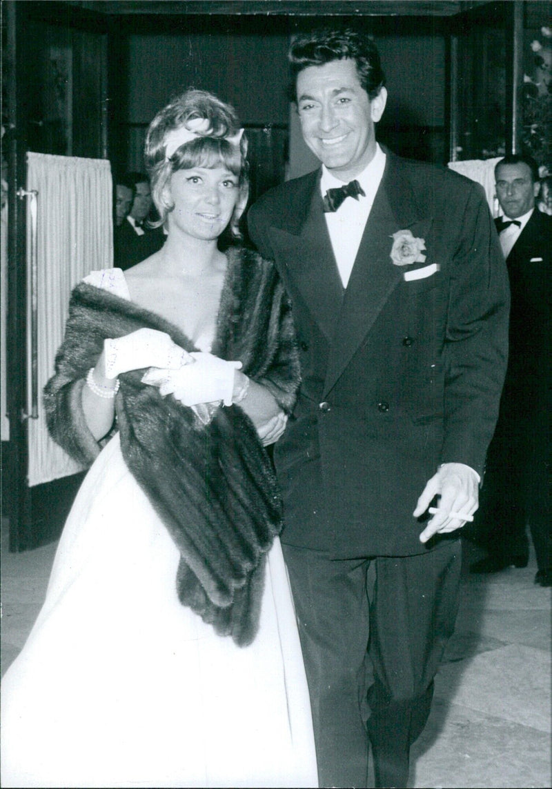 Jean Claude Pascal and his wife Jacqueline Richter in Stockholm, Sweden. - Vintage Photograph