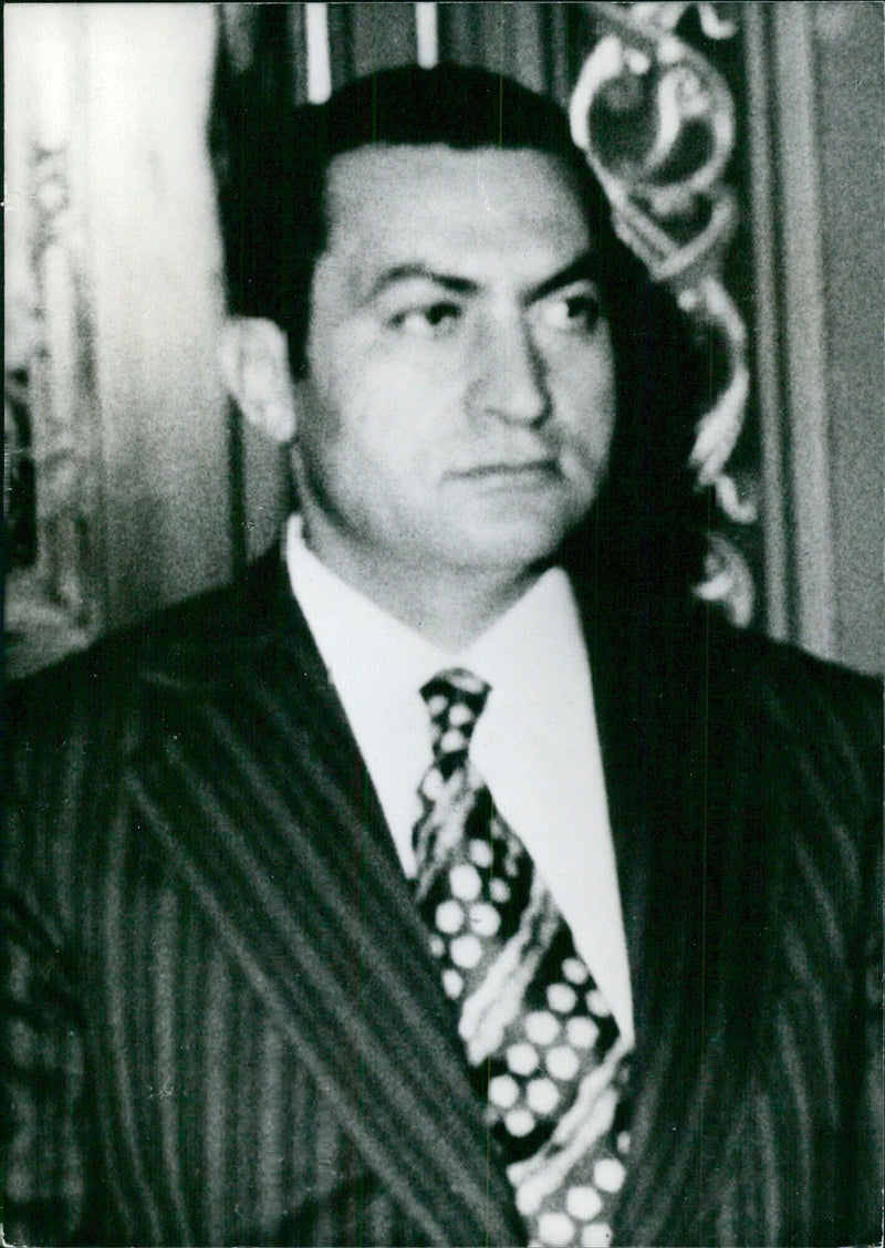 Egyptian Vice-President Hosni Moubark, April 1975 - Vintage Photograph