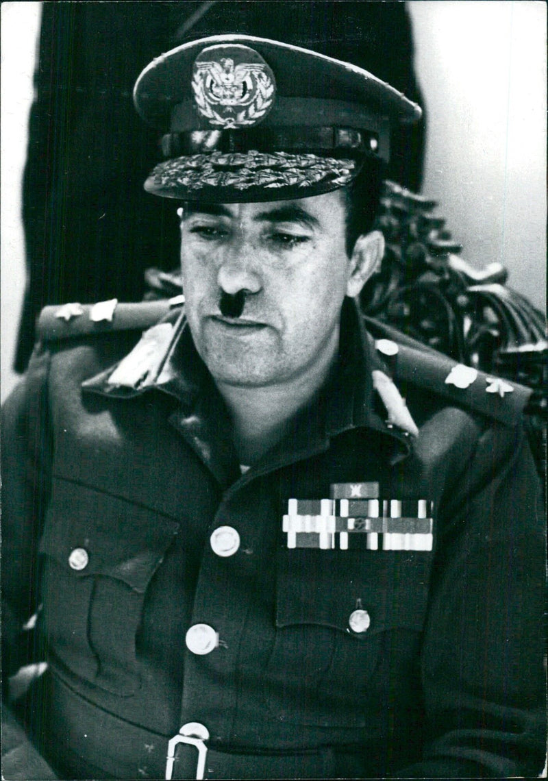 Lt. Col. AHMED HUSSEIN AL-GHASHMY, President of the Command Council of the Yemen Arab Republic (North Yemen), since 1977; Commander-in-Chief of the Armed Forces. - Vintage Photograph