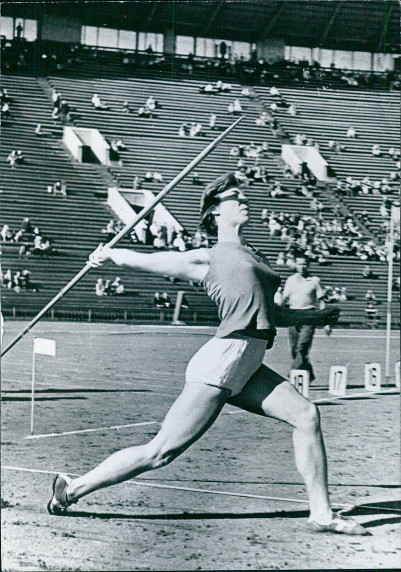 Soviet Athletes: ELVIRA OZOLINA, javelin thrower, who has thrown the javelin a distance of 59.78 metres. - Vintage Photograph