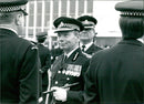 Sir Kenneth Neuman inspecting a parade at Police Cadet headquarters - Vintage Photograph