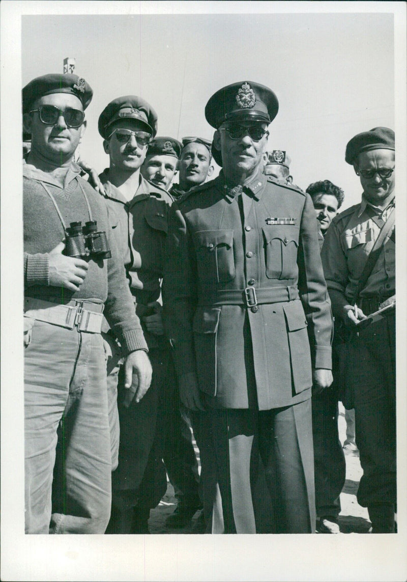 Meeting between Major General Muhammad Fuad A'dajawe and Israeli officers - Vintage Photograph