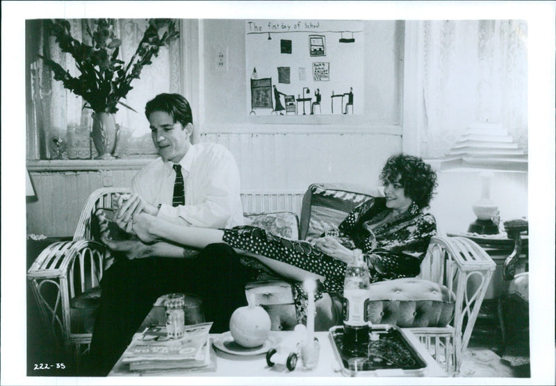 The first day of school with Matthew Modine and Michelle Pfeiffer - Vintage Photograph