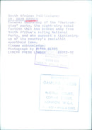 DR. DAAN GOOSEN, General Secretary of the "Verkram- ptes" party, a right-wing rebel faction that has broken away from South Africa's ruling National Party. - Vintage Photograph