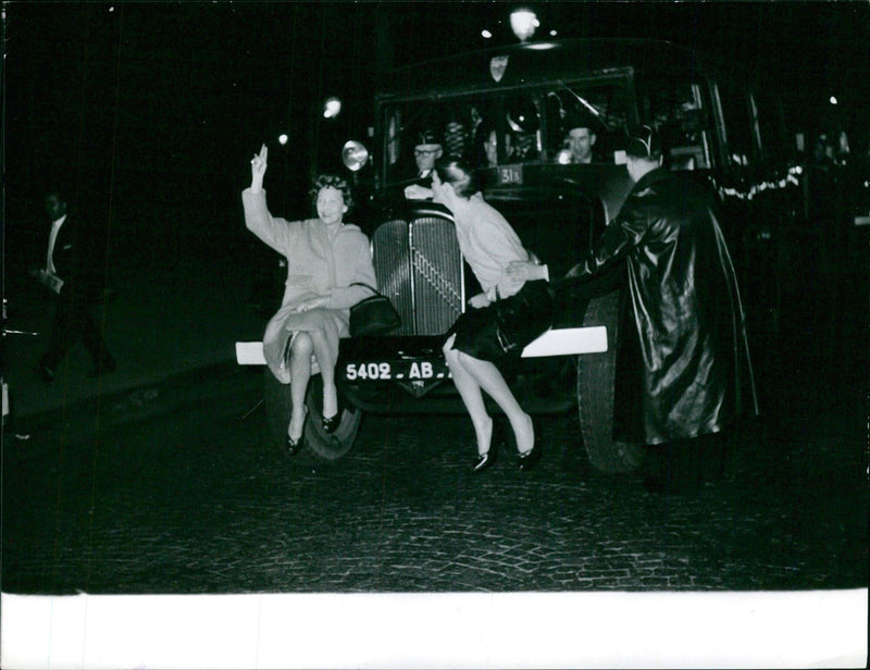 A police car joins the protesters - Vintage Photograph